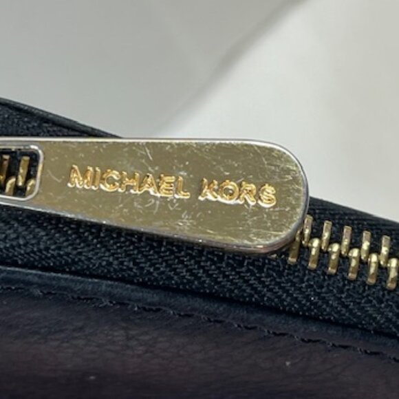 Michael Kors Genuine Black Leather Zip Around Clutch Wallet Bag 8.25"x4" - Picture 13 of 16